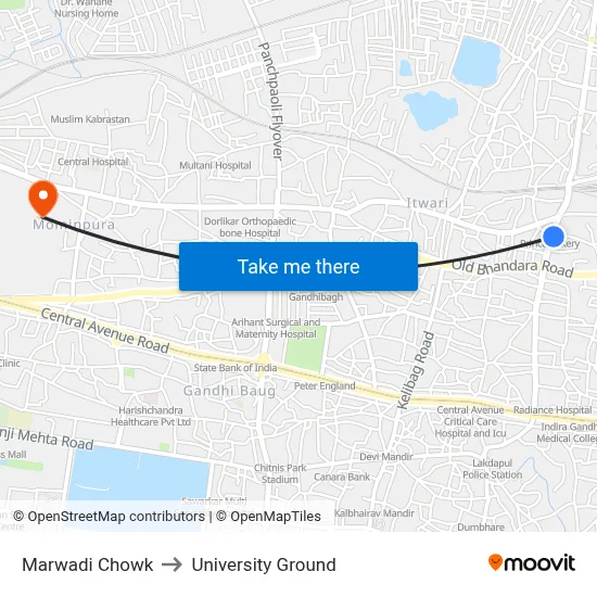 Marwadi Chowk to University Ground map