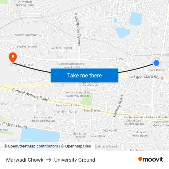 Marwadi Chowk to University Ground map