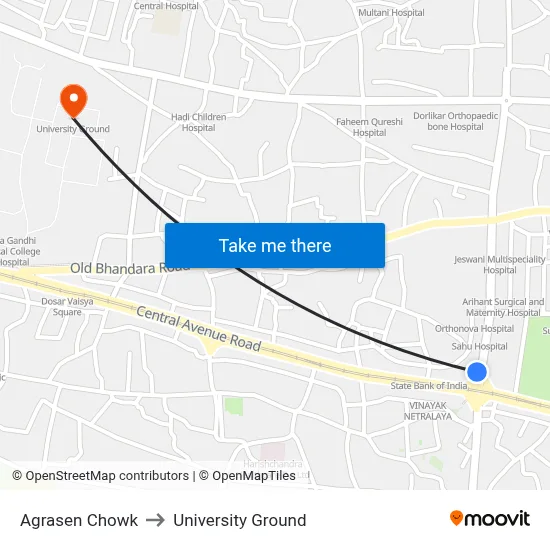 Agrasen Chowk to University Ground map