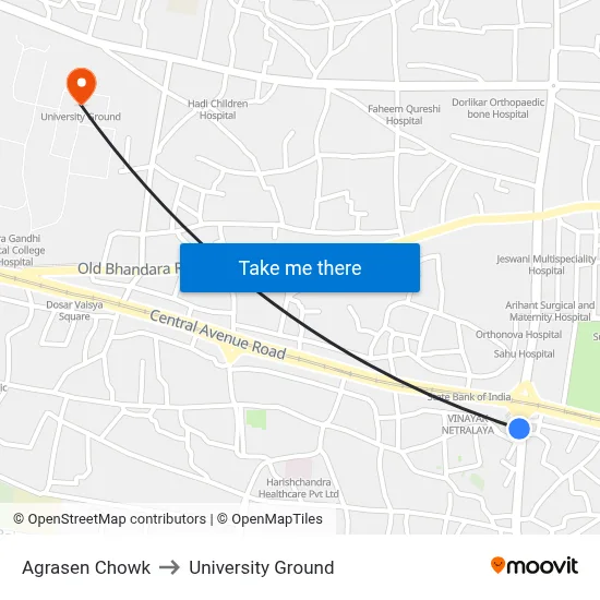 Agrasen Chowk to University Ground map