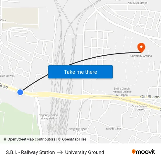S.B.I. - Railway Station to University Ground map