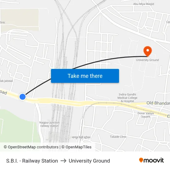 S.B.I. - Railway Station to University Ground map