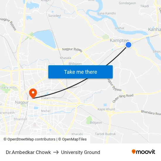 Dr.Ambedkar Chowk to University Ground map