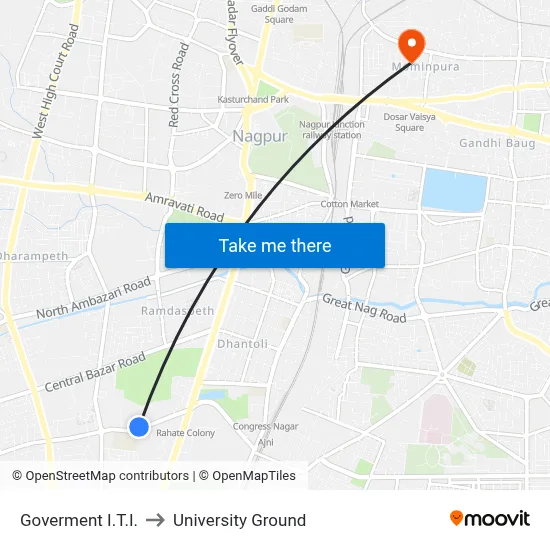 Goverment I.T.I. to University Ground map