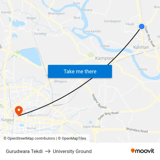 Gurudwara Tekdi to University Ground map