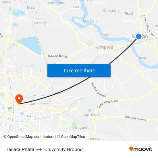 Tasara Phata to University Ground map