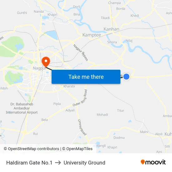 Haldiram Gate No.1 to University Ground map