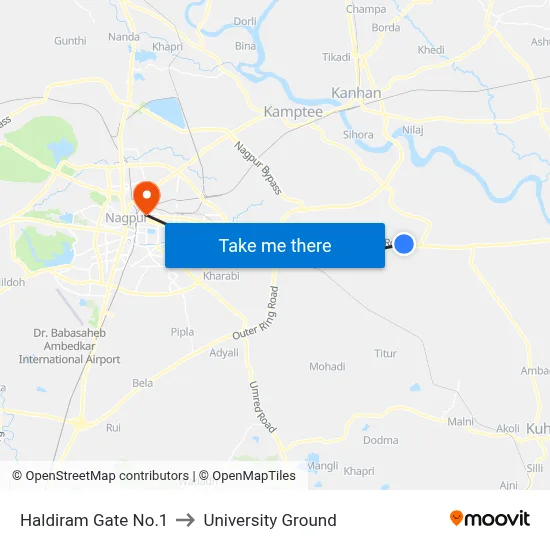 Haldiram Gate No.1 to University Ground map