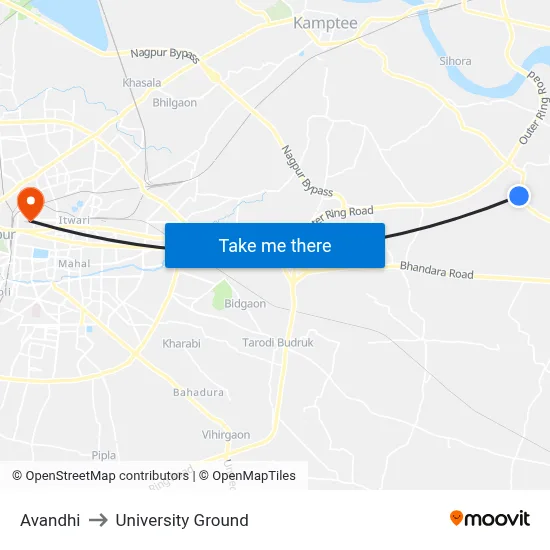 Avandhi to University Ground map
