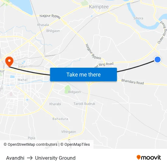 Avandhi to University Ground map