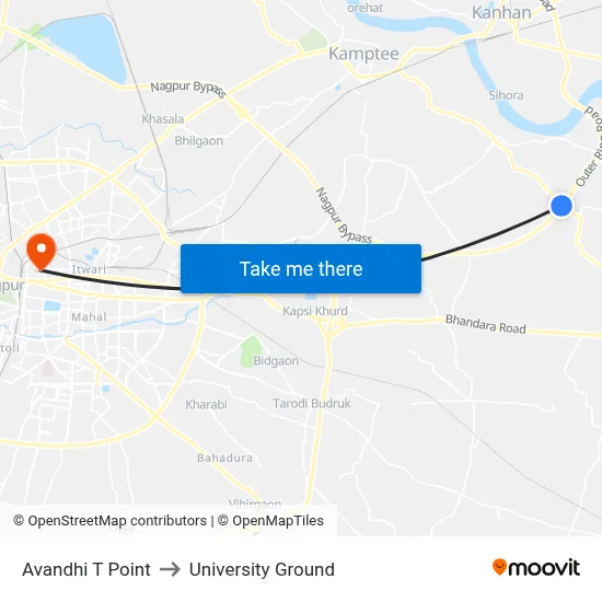 Avandhi T Point to University Ground map