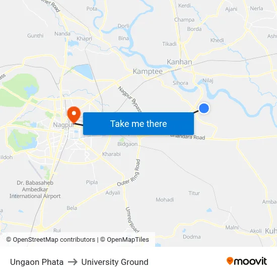 Ungaon Phata to University Ground map