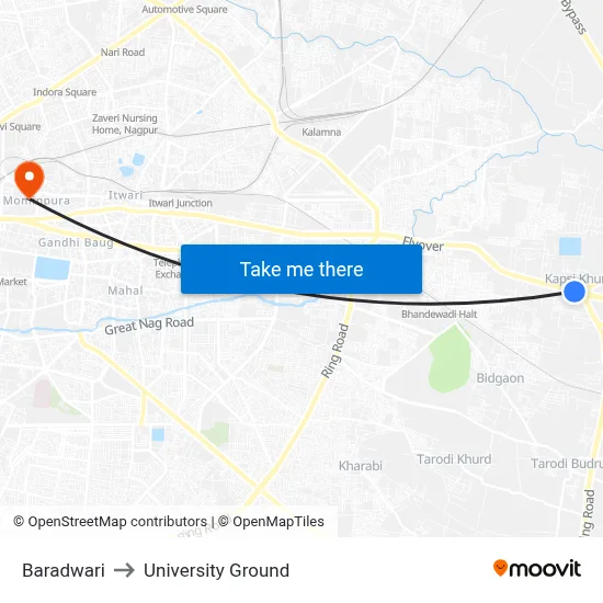 Baradwari to University Ground map