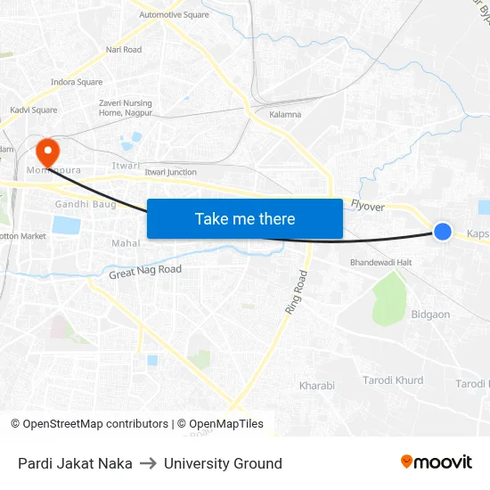 Pardi Jakat Naka to University Ground map