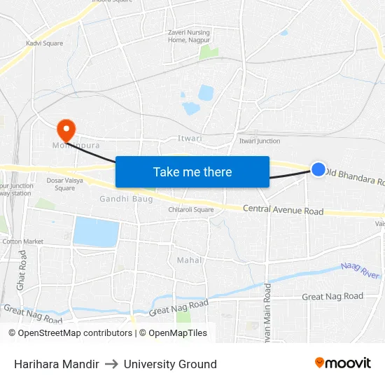 Harihara Mandir to University Ground map