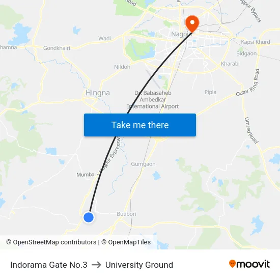 Indorama Gate No.3 to University Ground map