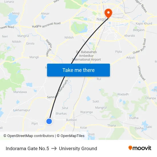 Indorama Gate No.5 to University Ground map