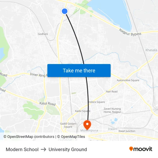 Modern School to University Ground map