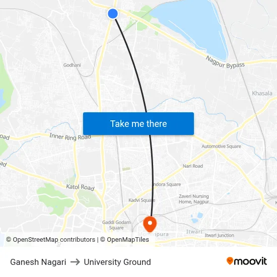 Ganesh Nagari to University Ground map