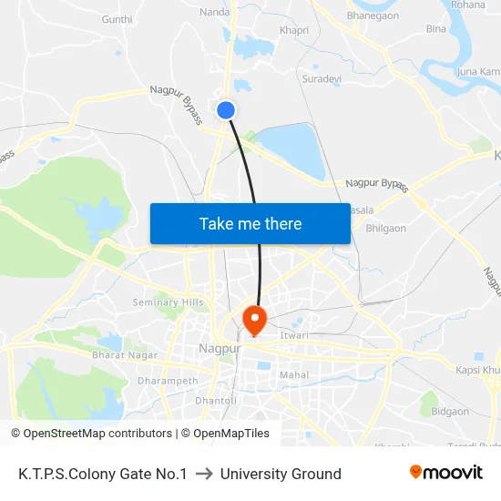 K.T.P.S.Colony Gate No.1 to University Ground map