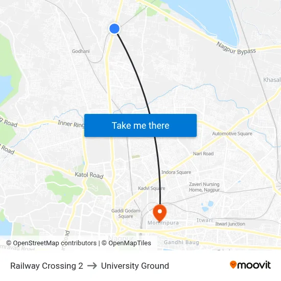Railway Crossing 2 to University Ground map