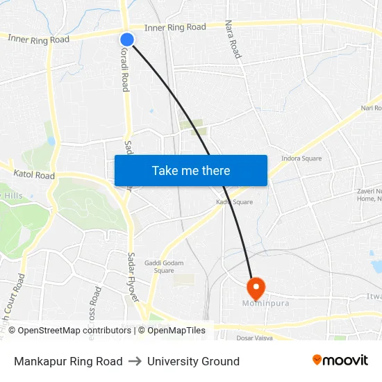 Mankapur Ring Road to University Ground map