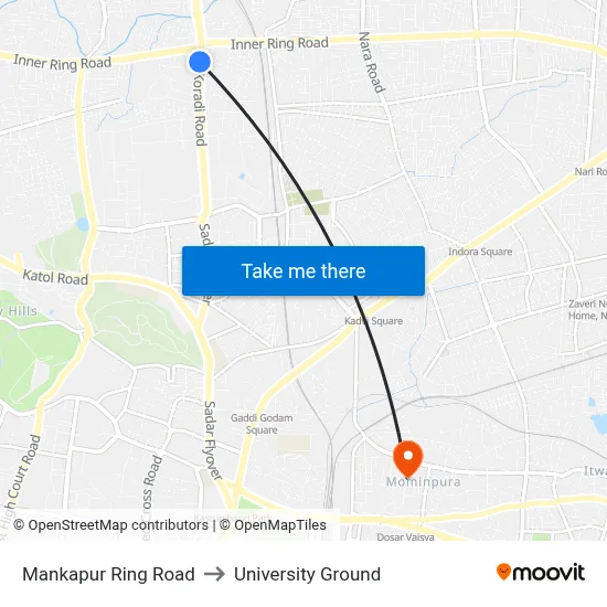 Mankapur Ring Road to University Ground map