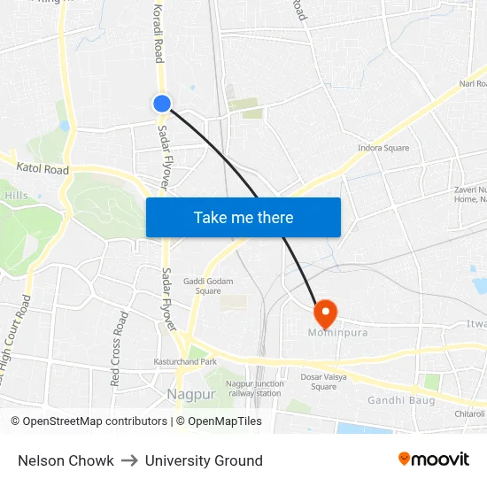 Nelson Chowk to University Ground map