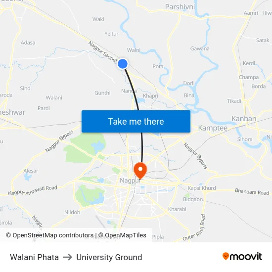 Walani Phata to University Ground map