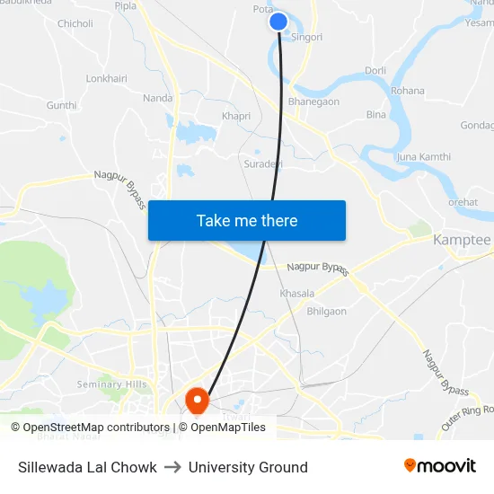 Sillewada Lal Chowk to University Ground map