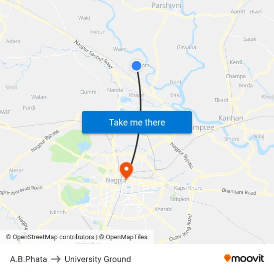 A.B.Phata to University Ground map