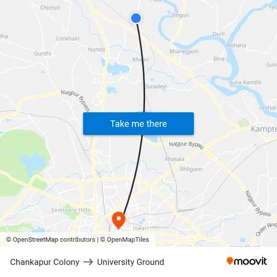 Chankapur Colony to University Ground map