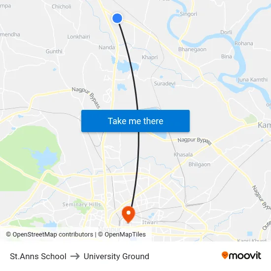 St.Anns School to University Ground map