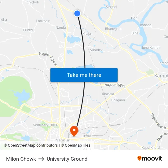 Milon Chowk to University Ground map