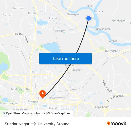Sundar Nagar to University Ground map