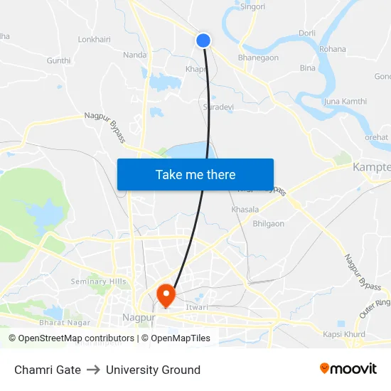 Chamri Gate to University Ground map