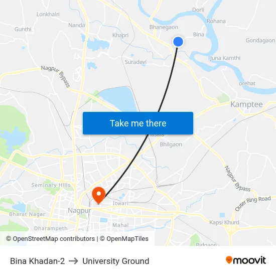 Bina Khadan-2 to University Ground map