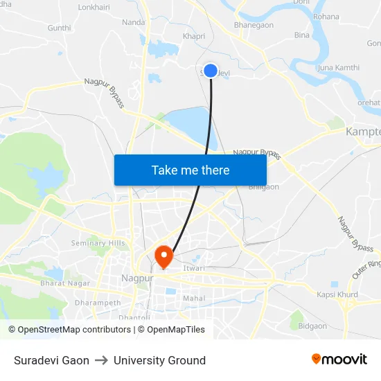 Suradevi Gaon to University Ground map