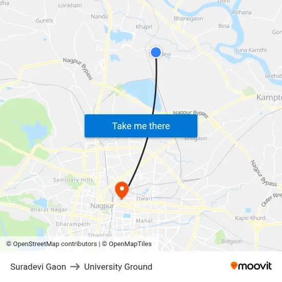 Suradevi Gaon to University Ground map