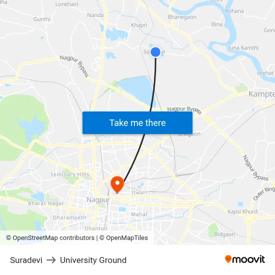Suradevi to University Ground map