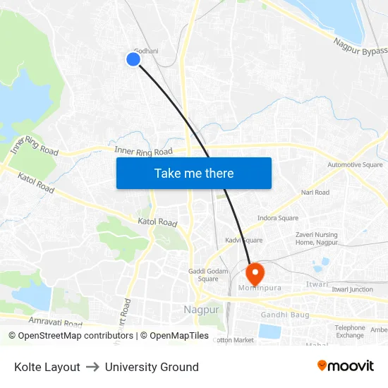 Kolte Layout to University Ground map