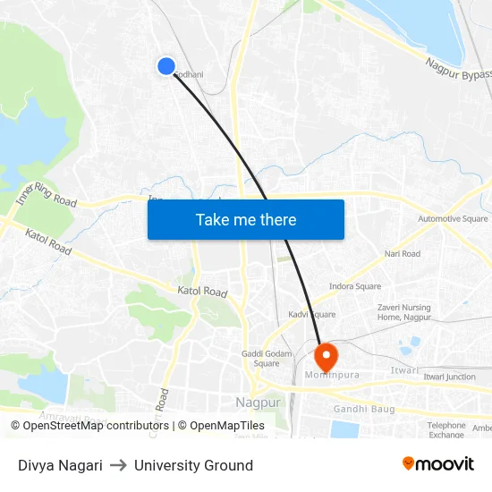 Divya Nagari to University Ground map