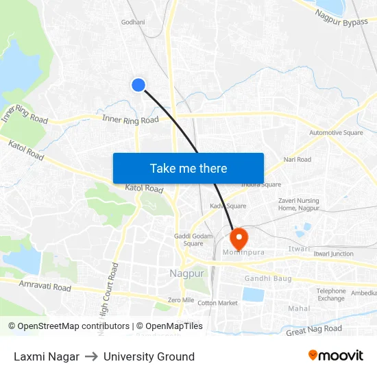 Laxmi Nagar to University Ground map