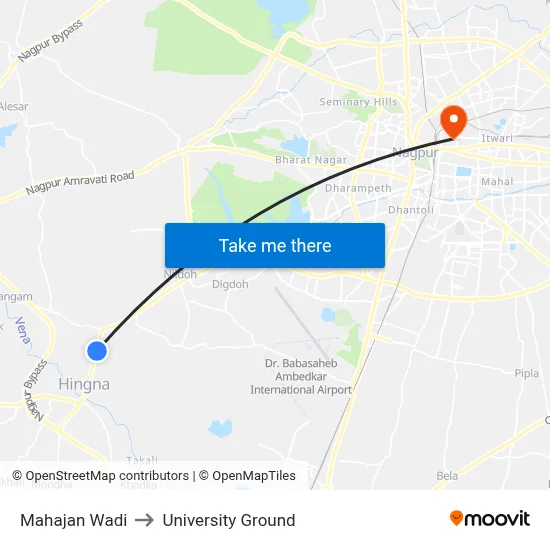 Mahajan Wadi to University Ground map