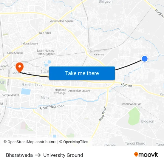 Bharatwada to University Ground map