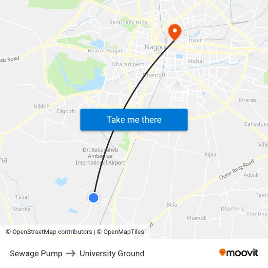 Sewage Pump to University Ground map