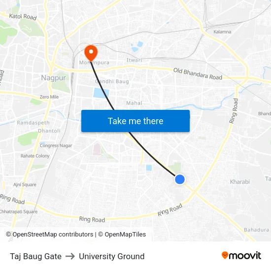 Taj Baug Gate to University Ground map