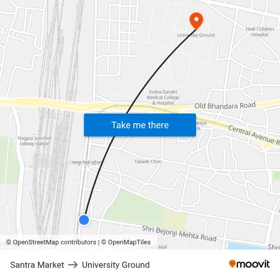 Santra Market to University Ground map