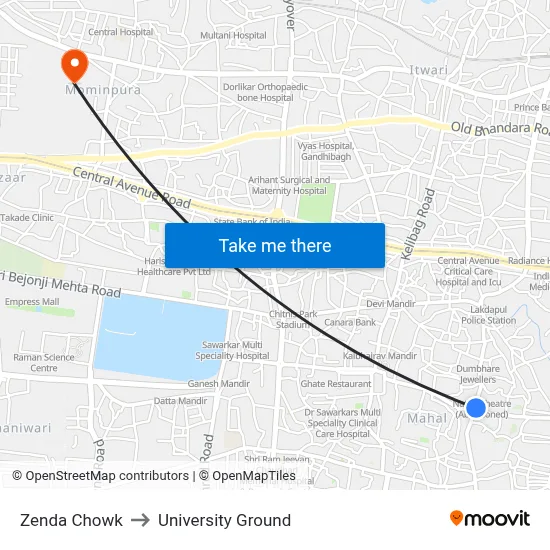 Zenda Chowk to University Ground map