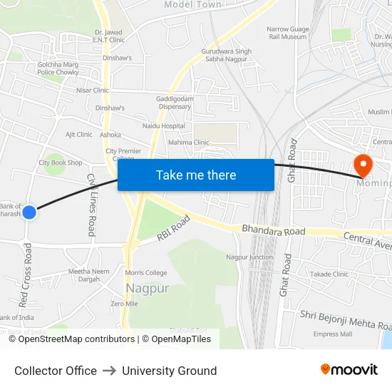 Collector Office to University Ground map